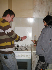 Naughty man seduces teen girl to fuck her in the kitchen